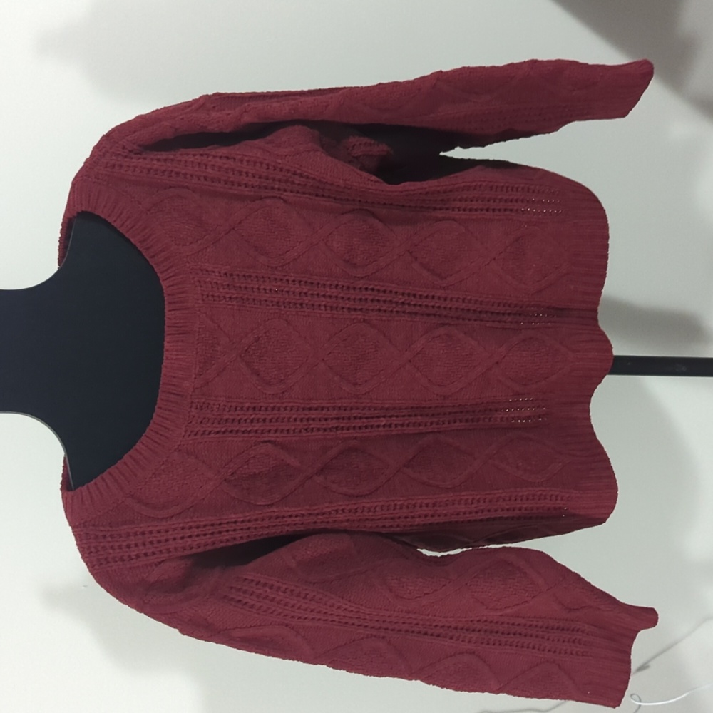 Pink Lily Maroon Cropped Sweater